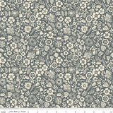 Meadow Lane Floral Imprint Gray from Riley Blake Sold by the Half Yard