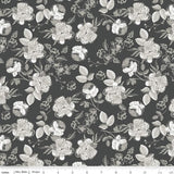Gingham Gardens Lined Floral Charcoal from Riley Blake Sold by the Half Yard