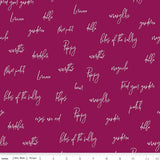 Bloom and Grow Words Burgundy from Riley Blake Sold by the Half Yard