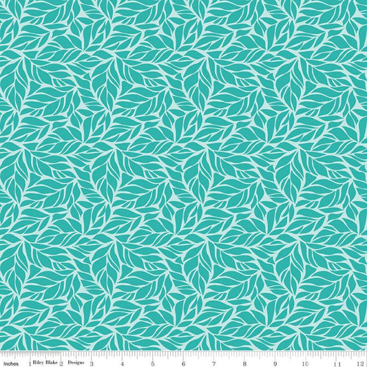 Fleur Foilage Teal from Riley Blake Sold by the Half Yard