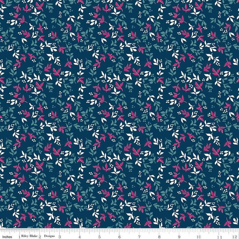 Garden Party Foliage Navy from Riley Blake Sold by the Half Yard