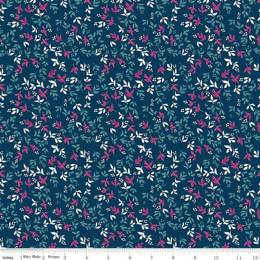 Garden Party Foliage Navy from Riley Blake Sold by the Half Yard