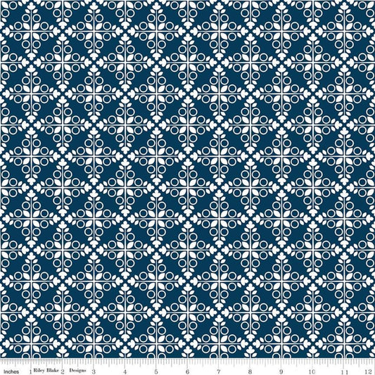 Garden Party Trellis Navy from Riley Blake Sold by the Half Yard