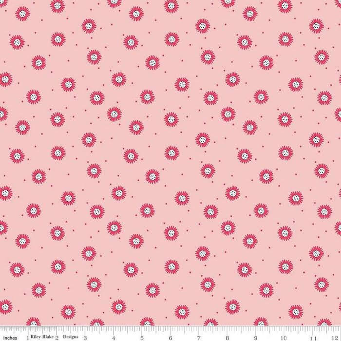 Golden Astor Daisy Pink from Riley Blake Sold by the Half Yard
