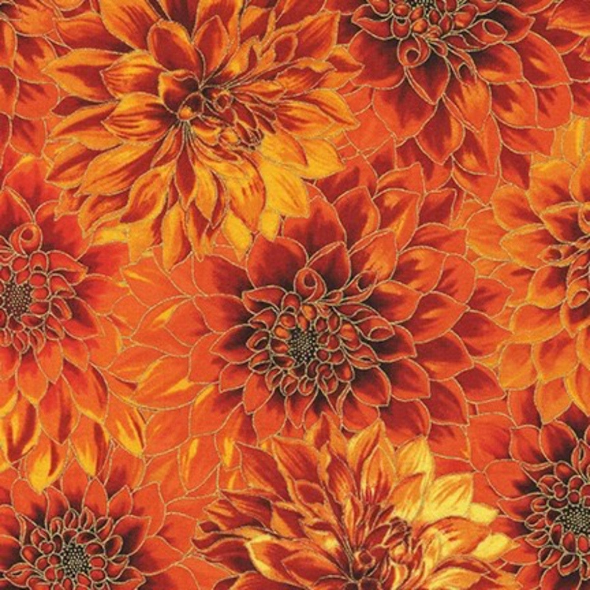 Autumn Bouquet Flame from Robert Kaufman Sold by the Half Yard