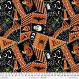 Scaredy Cats Crazy Quilt Orange by Rachel Hauer for FreeSpirit Fabrics Sold by the Half Yard