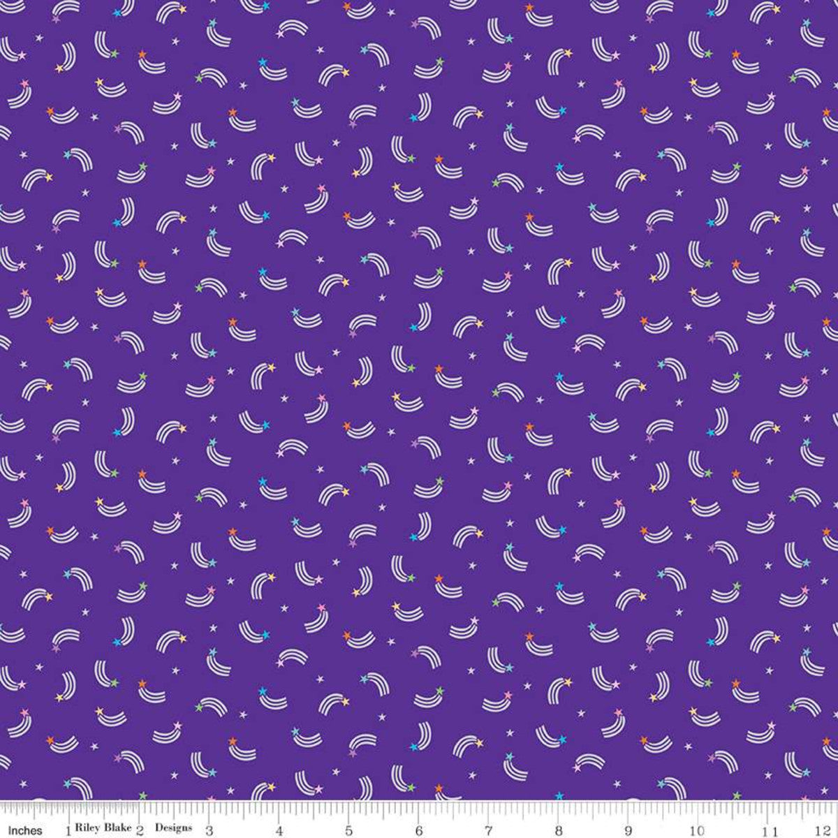 Unicorn Kingdom Shooting Stars Purple Sparkle from Riley Blake Sold by the Half Yard