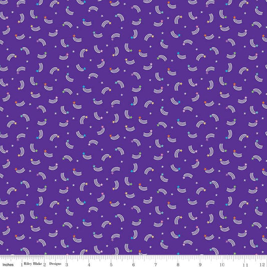 Unicorn Kingdom Shooting Stars Purple Sparkle from Riley Blake Sold by the Half Yard