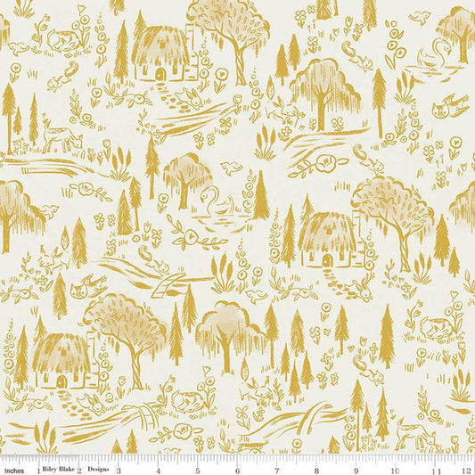 SALE! Little Brier Rose Woodland Parchment Sparkle from Riley Blake Sold by the Half Yard