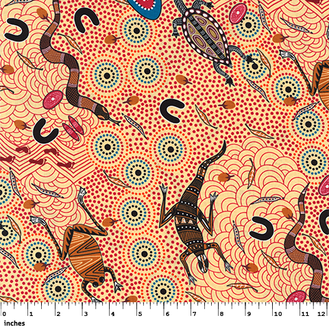 Last chance cut Around Waterhole Ecru from M&S Textiles Australia Sold by the Half Yard