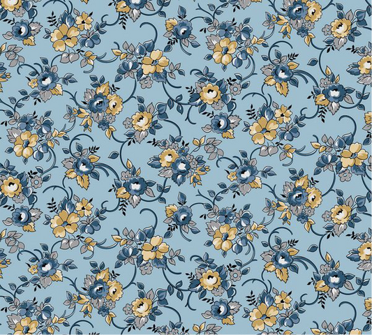 Delightful Bouquet Blue from Riley Blake Sold by the Half Yard