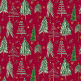 Gnomes Home Tree Farm Red Trees by Audrey Jeanne for P&B Textiles Sold by the Half Yard