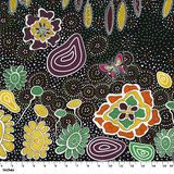 Summertime Rainforest - Black from M&S Textiles Australia Sold by the Half Yard