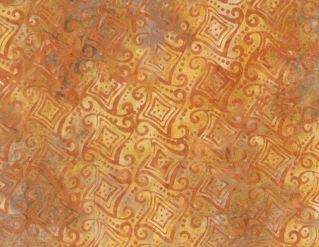 Chain Reaction: Batik Fancy Geometric Orange from Worthington Prints Sold by the Half Yard