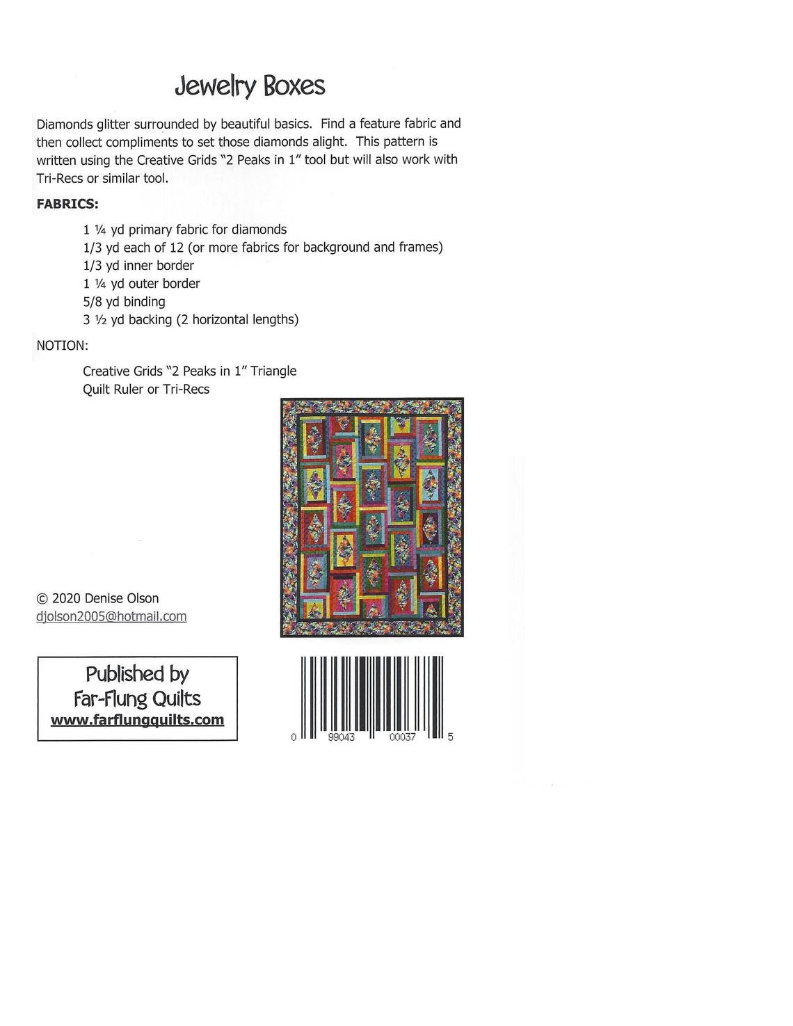 Jewelry Boxes Quilt Pattern by Far Flung Quilts