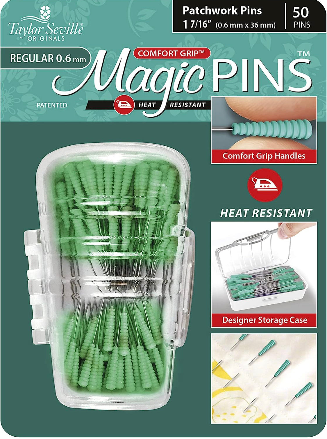 Magic Pins Regular 0.6 mm ~ 1 7/16” Patchwork Heat Resistant Pins from Taylor Seville Originals