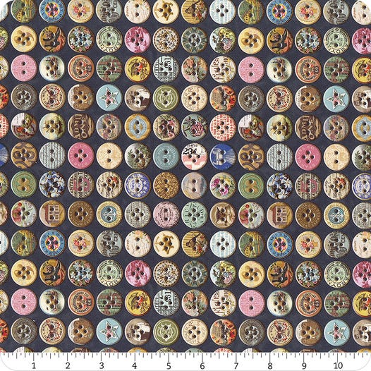 Junk Journal Midnight Buttons Yardage 7414-18 by Moda Fabrics Sold by the Half Yard