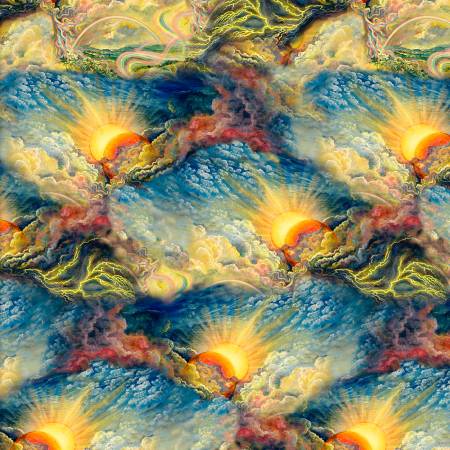 Multi Stormy Sky Power of the Elements by 3 Wishes Fabric 19186-MLT Sold by the Half Yard