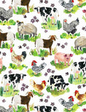 Hay There Farmstead Dreaming Animal Gallery White by DearStella Sold by the Half Yard