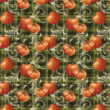 last chance cut Turkey Time Pumpkin Plaid Scroll by Benartex Sold by the Half Yard