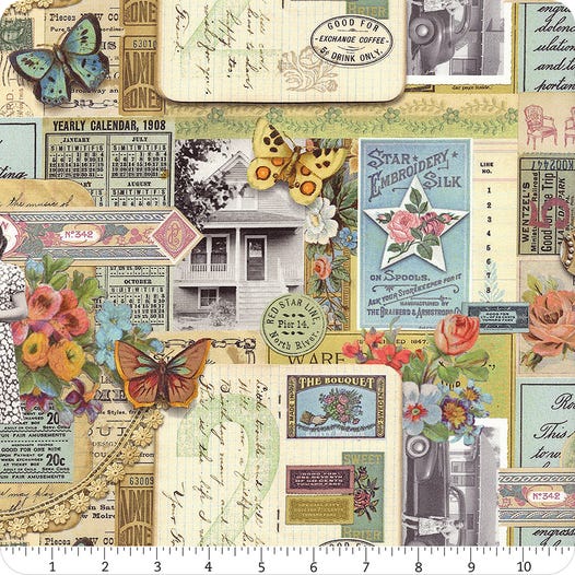 Junk Journal Multicolored Collage Yardage 7411-11 by Moda Fabrics Sold by the Half Yard