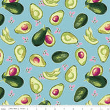 Lucy June Avocados Aqua from Riley Blake Sold by the Half Yard