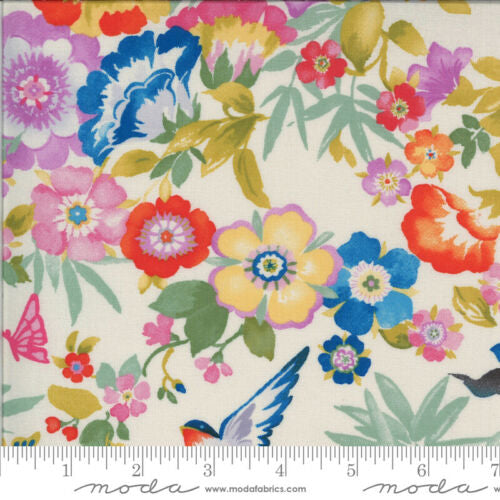Lulu Chez Moi Flights of Fancy Linen from Moda Fabrics Sold by the Half Yard
