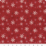 Postcard Christmas Red Snowflakes by Cloth Works Sold by the Half Yard
