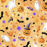 Boo Pumpkins Candy Ghosts Tossed U4980H-192 Sold by the Half Yard