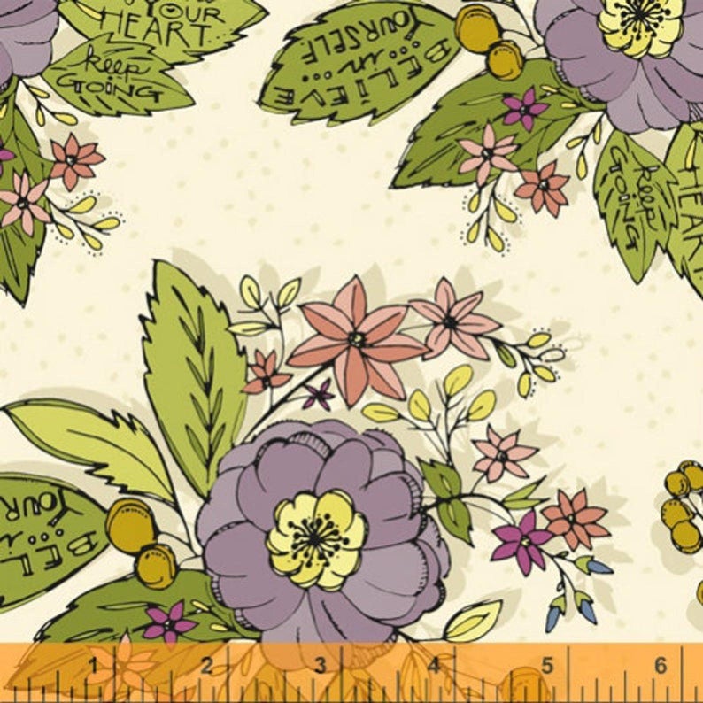Grandma Sharon’s Bouquet - Oyster from Windham Fabrics Sold by the Half Yard