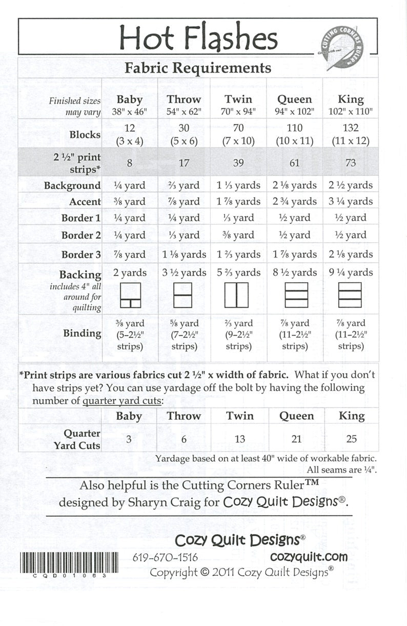 Hot Flashes Strip Club Pattern Pattern from Cozy Quilt Designs