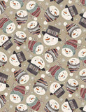 Snowmen Heads Natural from Timeless Treasures Sold by the Half Yard