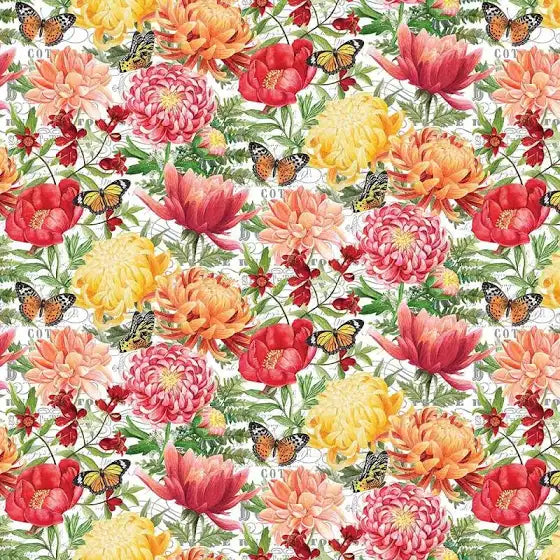 Morning Blossom White Main Floral by Northcott Sold by the Half Yard