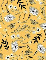 Bee Large Florals Honey Sold by the Half Yard