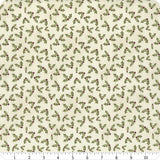 Postcard Christmas Light Cream Holly by Cloth Works Sold by the Half Yard