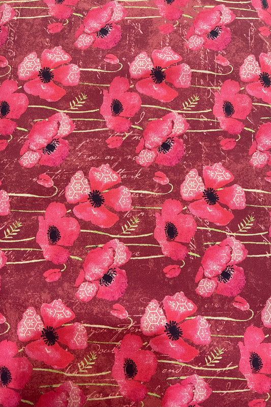 Poppy Carmine Poppy 53454-4 by Chistina Adolph Collection for Windham Fabrics Sold by the Half Yard