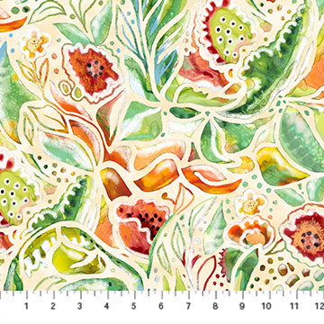 My Mother's Garden Floral Cream Sold by the Half Yard