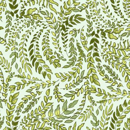Ode to June Olive Leafy Vines by Iron Orchids Collection for Clothworks Sold by the Half Yard