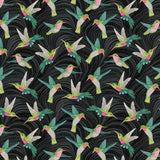 Black Hummingbird & Wave from the Hummingbirds & Honeysuckle Collection for Benartex Sold by the Half Yard