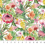 Flamingo Bay Floral White Multi from Northcott Sold by the Half Yard