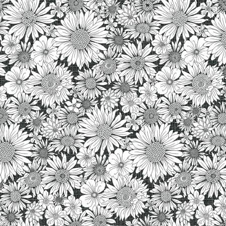 Charcoal Upsy Daisy Sold by the Half Yard