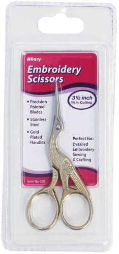 Allary Ultra Fine 3.5” Stork Embroidery Scissors Gold