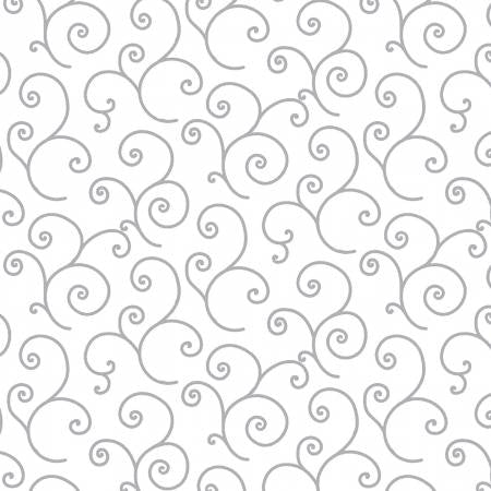 Gray/White Scroll Sold by the Half Yard