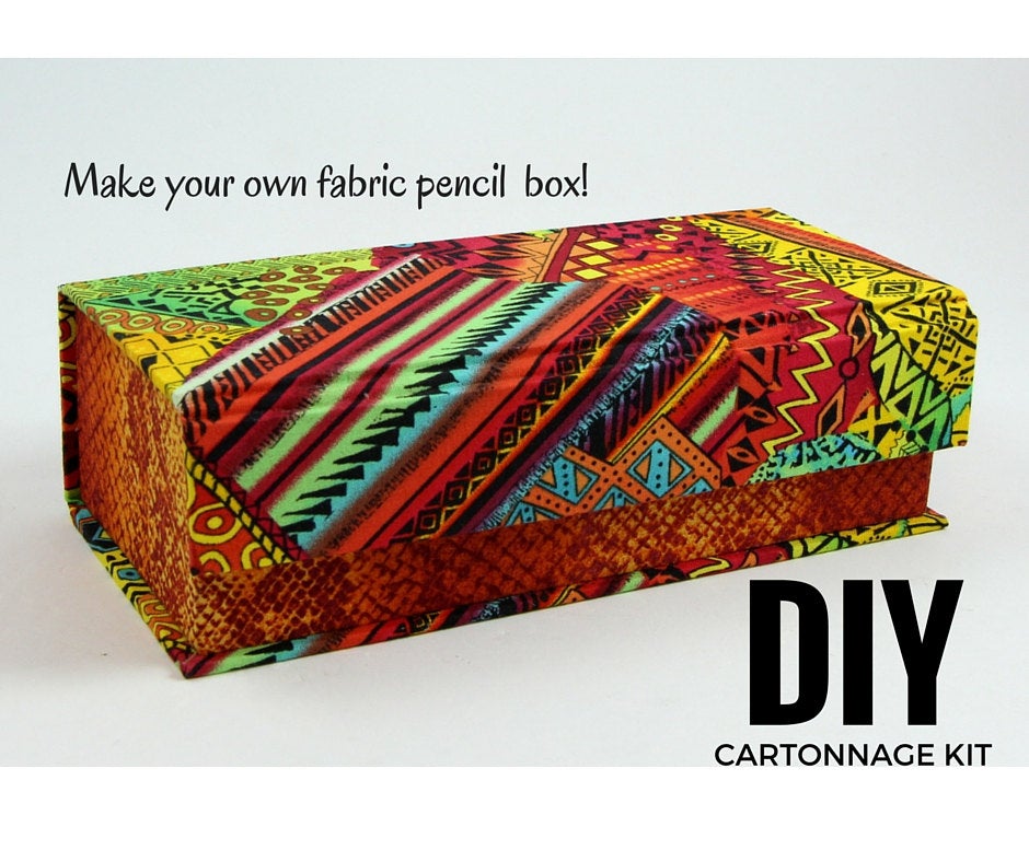 Colorway Arts Cartonnage Pencil Fabric Box with Hinged Lid