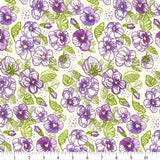 Pansy's & Posies Cream Pansies Watercolor Lines by Moda Fabrics Sold by the Half Yard