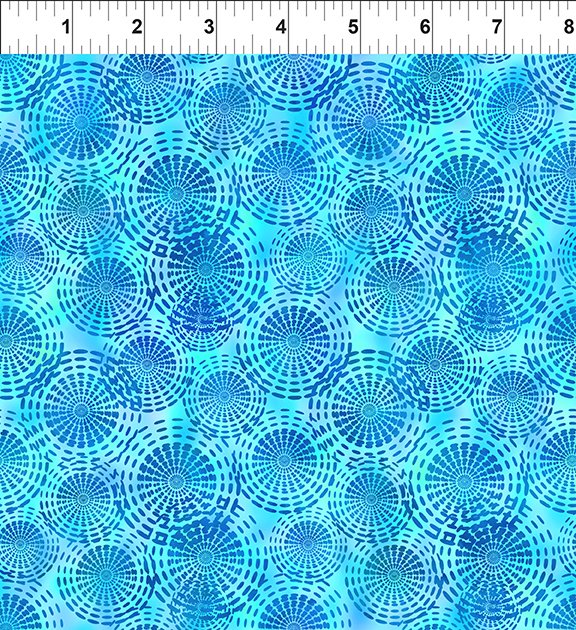 Dazzle Circles Blue Sold per half yard - Jason Yenter for In the Beginning - Birds & Feathers, Southwest - 4SOU-1 Sold by the Half Yard