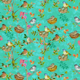 Feathered Friends Turquoise Nesting Birds by Sue Zipkin for Clothworks Sold by the Half Yard