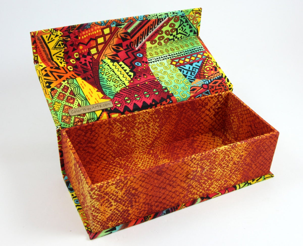 Colorway Arts Cartonnage Pencil Fabric Box with Hinged Lid