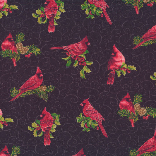 Joy of the Season Nature Sings Black by Benartex Sold by the Half Yard