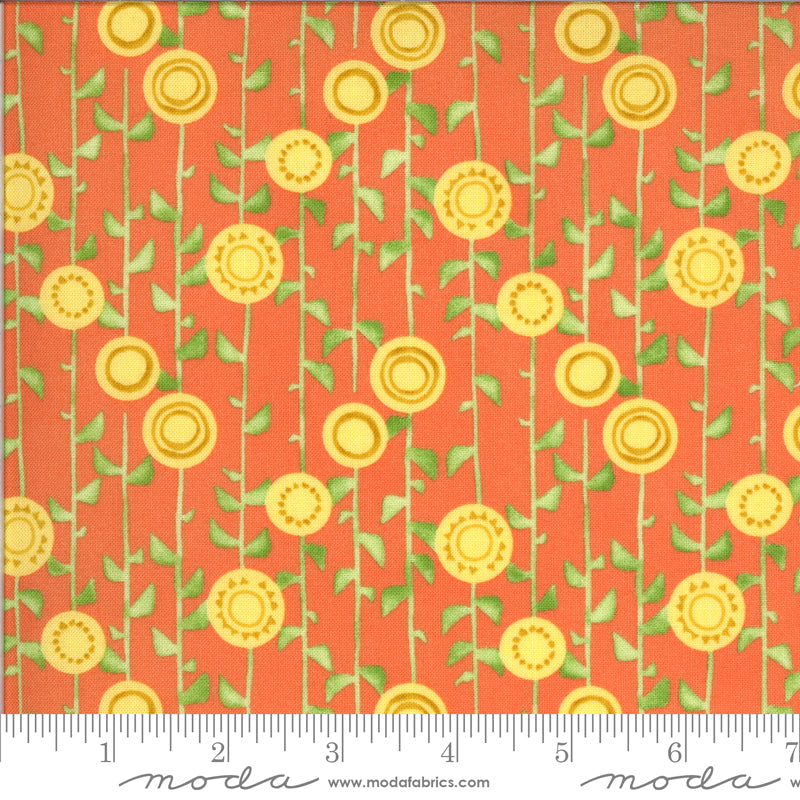 Solana Stalks Clementine from Moda Fabrics Sold by the Half Yard